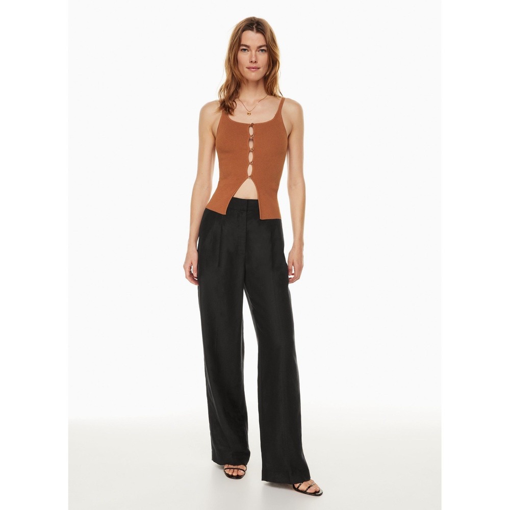 Wilfred Aritzia Effortless Linen Pants Size 4 Black Pleated Wide Leg Trousers